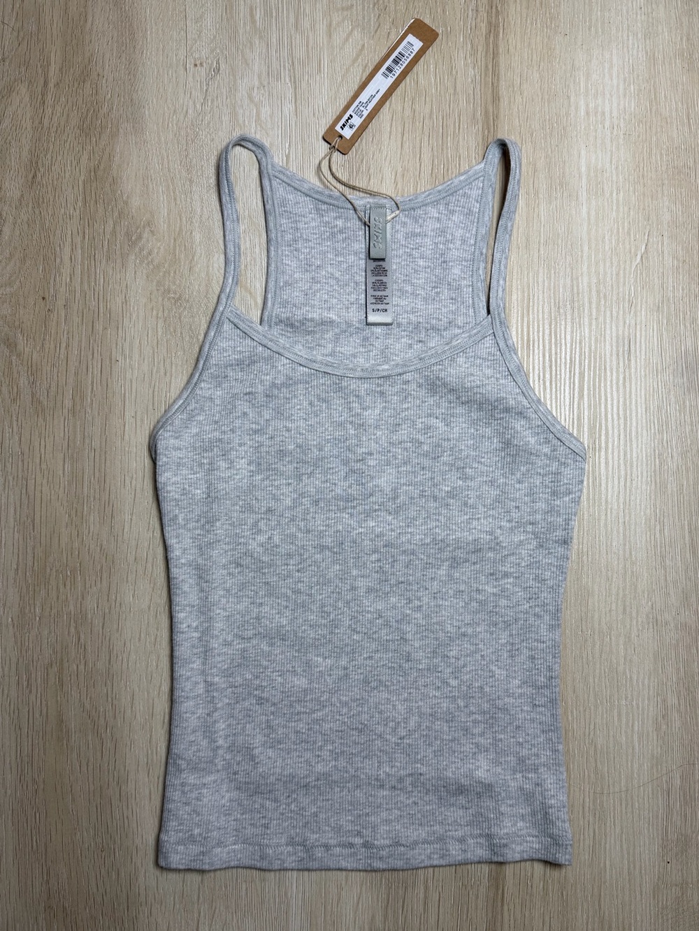 Skims Cotton Rib Scoop Tank in Light Heather Grey Size Small NWT